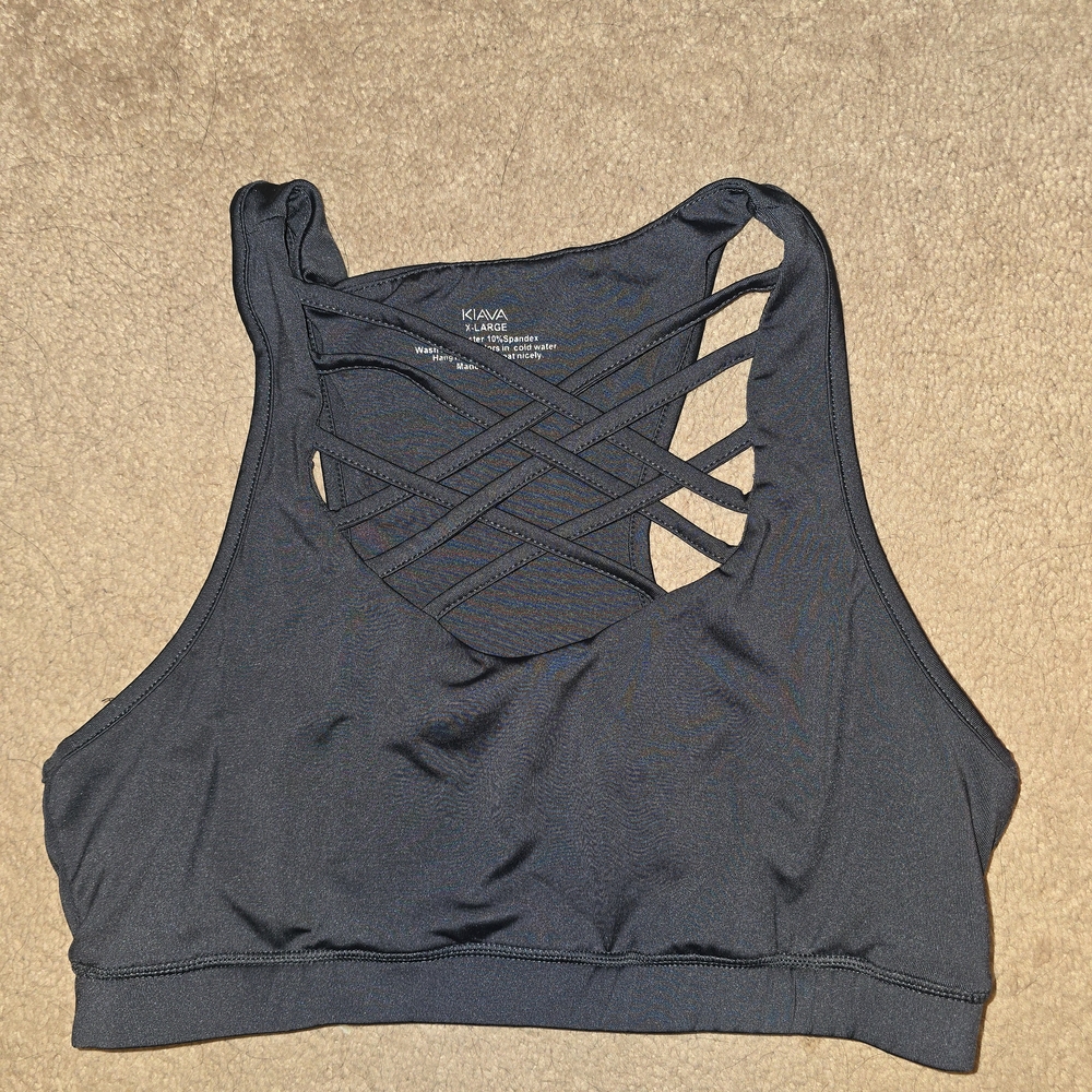 KIAVA Women's Charcoal Sports Bra with Strappy Back